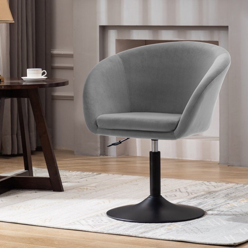Velvet Swivel Barrel Chair, Grey