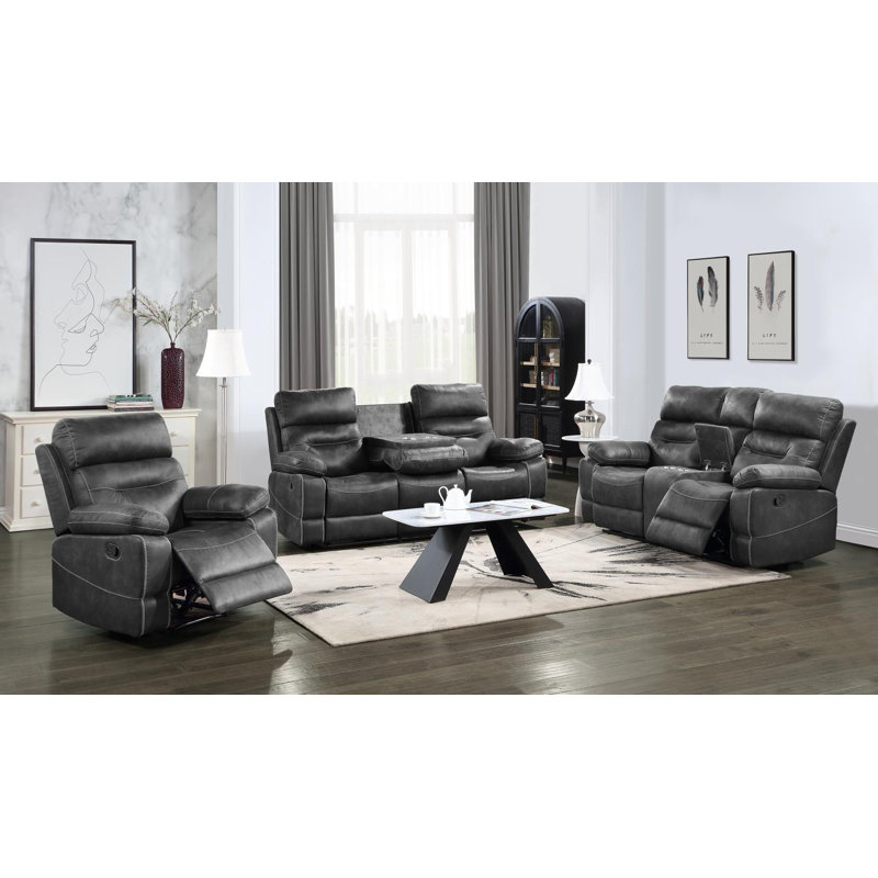 Upholstered Home Theater Seating with Cup Holder