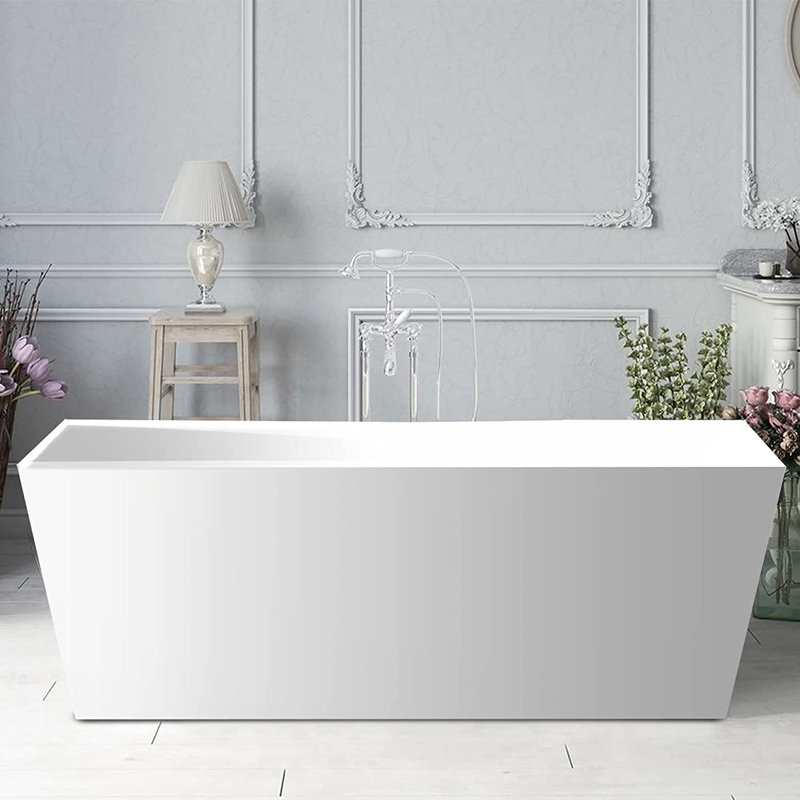 Baignoire autoportante en acrylique Chloe, Blanc / bronze huilé