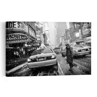 Affiche murale abstraite contemporaine représentant Times Square sous la neige