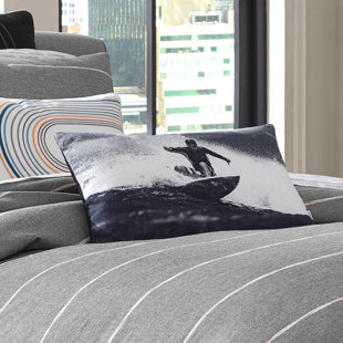  Surf Print Cotton Throw Pillow