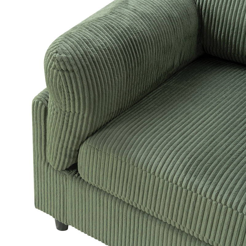 Causeuse en velours côtelé avec coussin moelleux, Vert