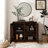 Mid Century Modern Fluted Sideboard Cabinet With 2 Outlet Holes, Buffet Cabinet With Storage, Narrow Side Cabinet For Living Room Entryway Hallway Kitchen Coffee Bar, Dark Walnut-1469361220