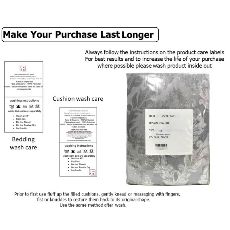Anishia Microfiber Damask Duvet Cover Set with Pillowcases, Double