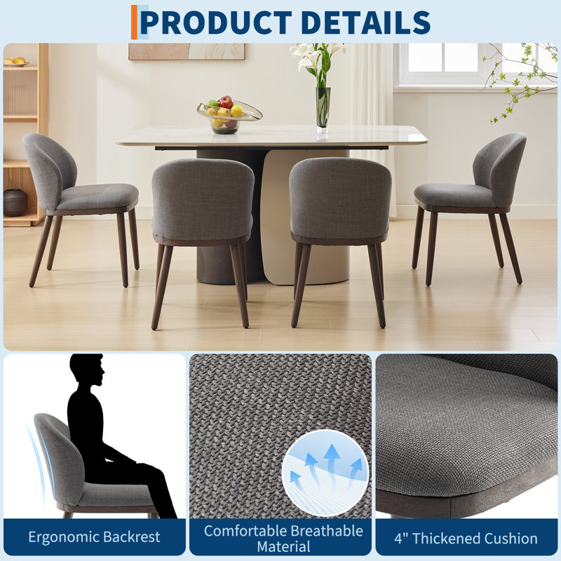 Tufted Linen Upholstered Stacking Accent, Grey