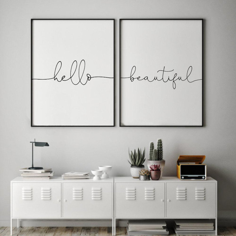 Hello Beautiful - 2 Piece Print, Matt Black Frame, 41 cm H x 31 cm W x 2.5 cm D