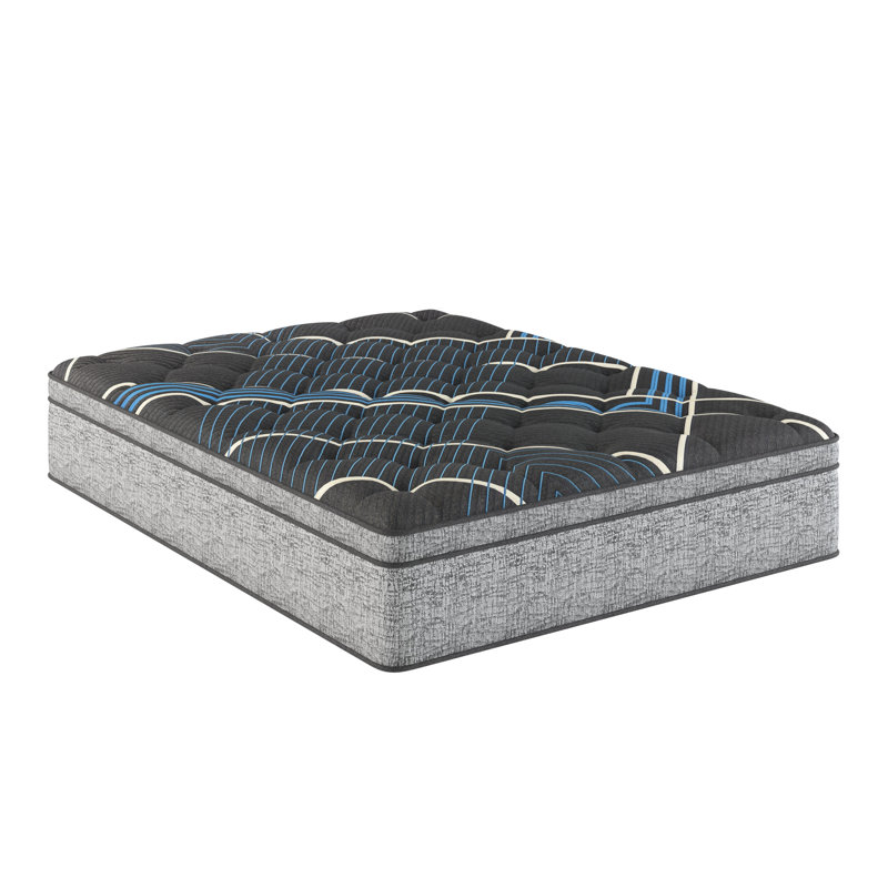 Matelas simple extra long européen de 15 po avec technologie de confort et de refroidissement, mousse, mémoire, milieu merveilleux, 800 ressorts ensachés, confort individuel ensaché gris et bleu, double support central