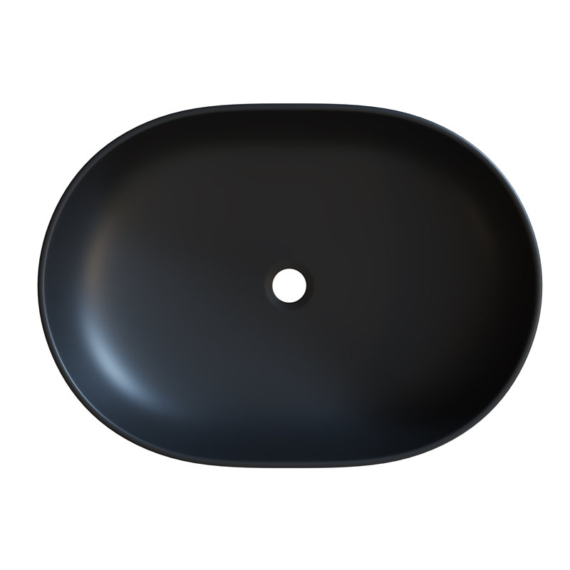 Lavabo de salle de bain vasque ovale en céramique, Noir