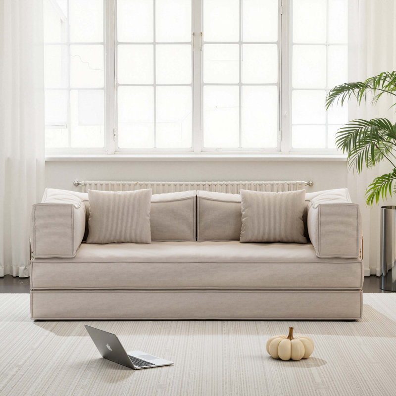 Canapé modulaire 78,8 pouces, canapé convertible Pudding Block, canapé-lit sur pied avec accoudoirs et canapé-lit confortable