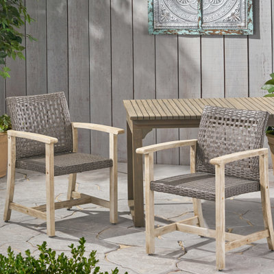 De 2 chaises en bois - assise tissée, velours noir et gris, l 25,54 po x P 24,14 po, H 33,12 po, paire de chaises de salle à manger