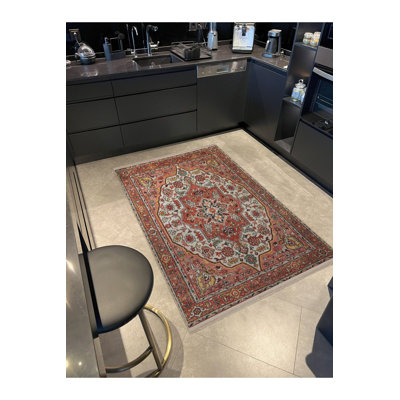 Tapis décoratif lavable à la machine multicolore