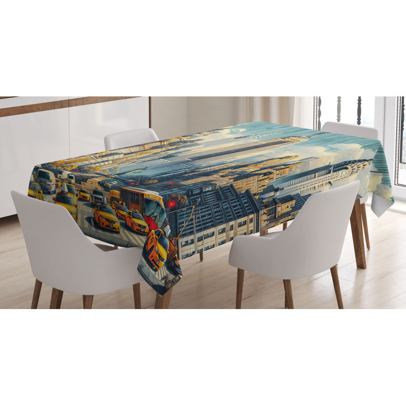 Jami Rectangle No Pattern Microfiber Tablecloth, 84" Rectangle