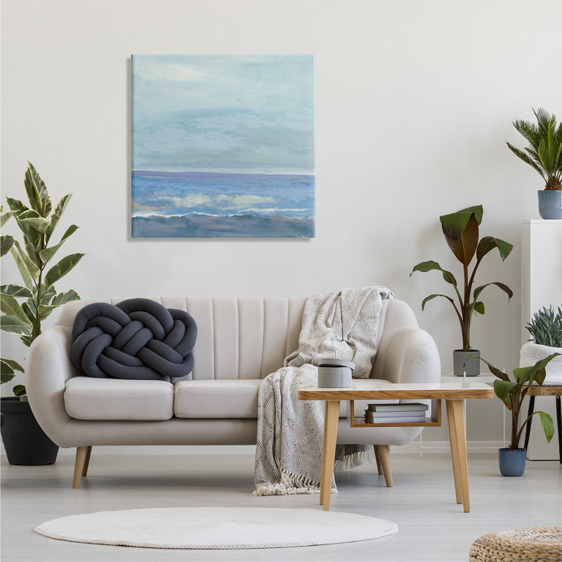 «Ocean Water Landscape Abstraction Blue Layered Waves» par - Impression, H 30 po x l 30 po x P 2 po, Toile tendue