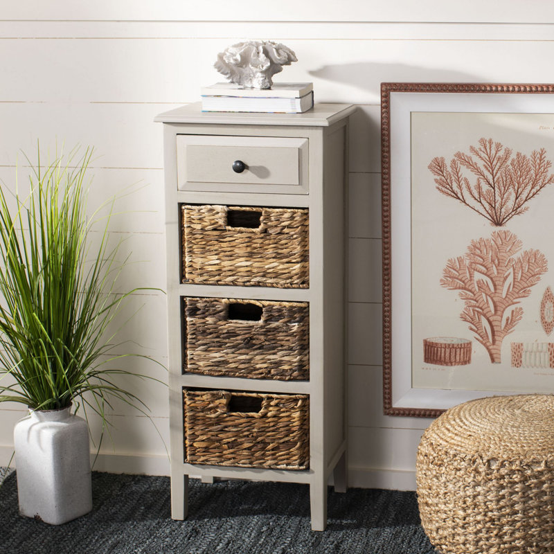 Meuble de rangement en pin Michaela, Gris rétro