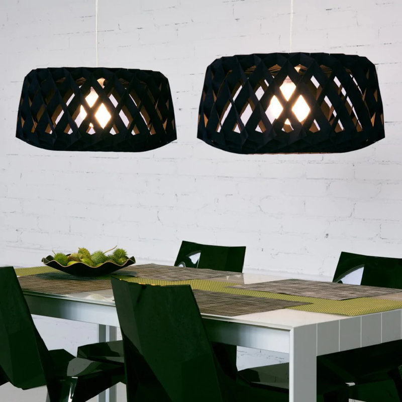 Luminaire suspendu cylindrique à 1 lumière Pilke, Noir
