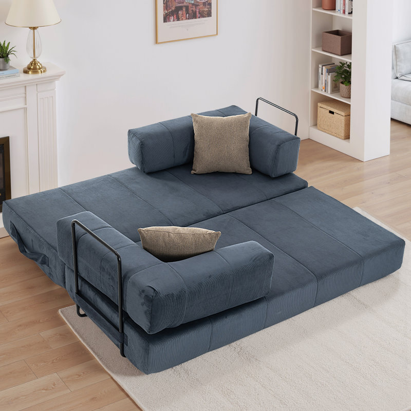78.5" Convertible Sleeper Sofa Modular Floor Couch Foldable Funton - No Assembly Needed, Blue