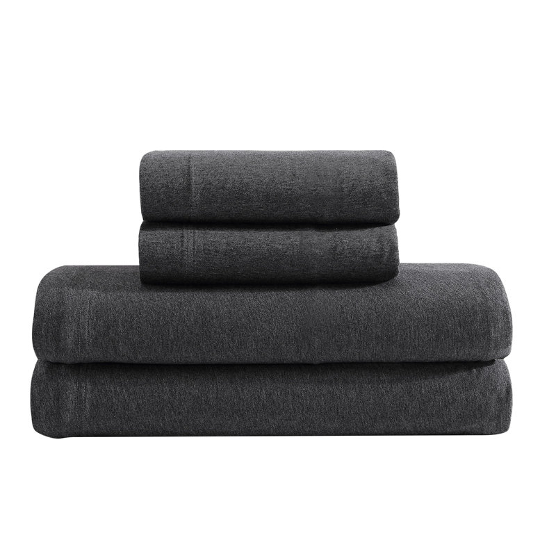 Ensemble de draps 4 pièces Calvin Klein, Ensemble de draps pour lit simple + 1 taie d'oreil, Gris foncé