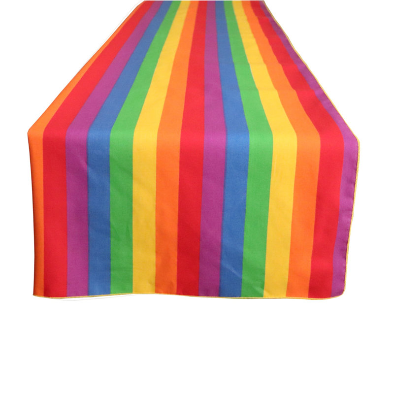 Chemin de table à rayures, Tapis de couloir 90 po, Arc-en-ciel, 24"