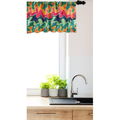 Ambesonne Grunge Valance Pack of 2 Crazy Funky Graffiti - Multicolor