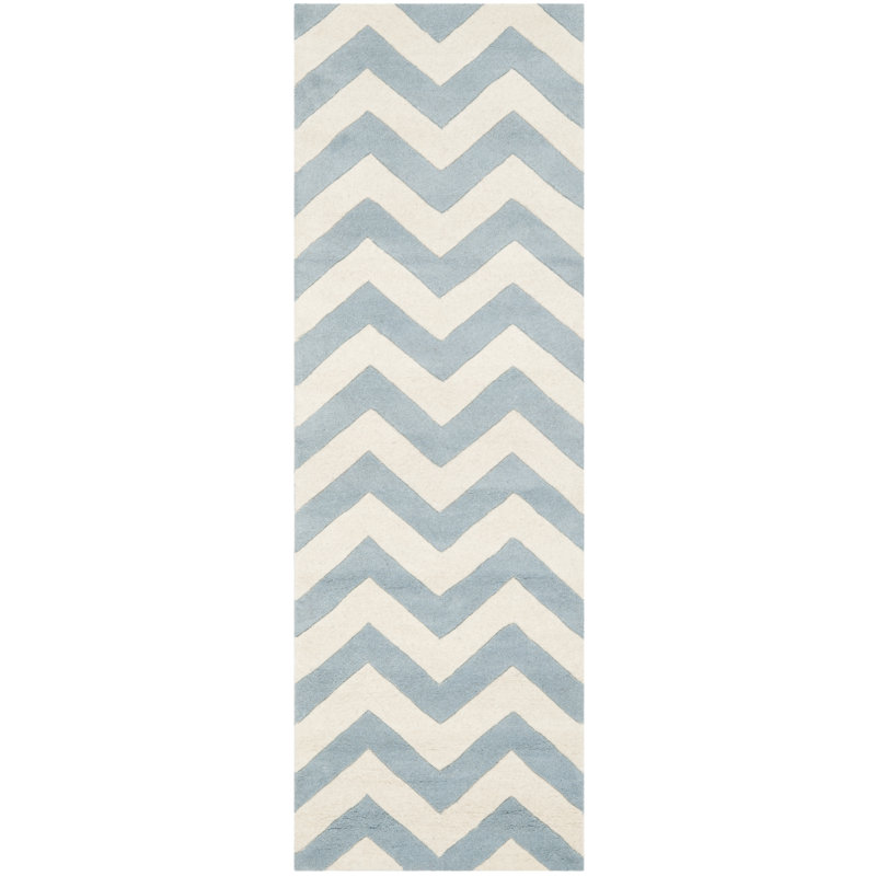 Teresita Hand Tufted Wool Chevron Rug, Runner 2'3" x 13'