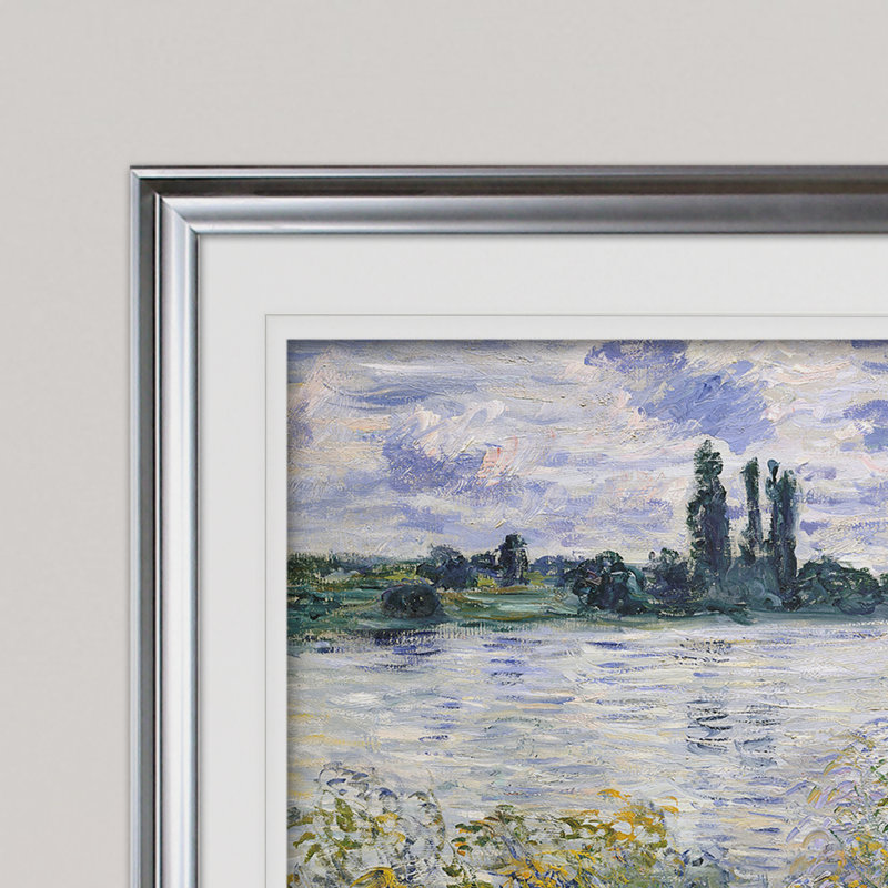 Fleurs sur les rives par Claude Monet - reproduction, H 20 po x l 24 po, Impression encadrée, Argent argent