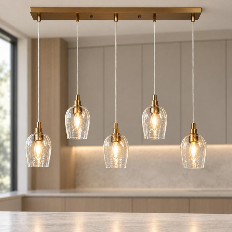 Adelgunde 30.5" W 5-Light Dimmable Kitchen Island Pendant Light 
