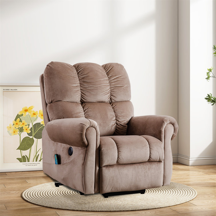 Canmov Power Lift Recliner Camel Velvet Powered Reclining Recliner with  Lift Assistance