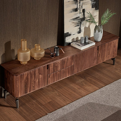 Black walnut solid wood TV cabinet