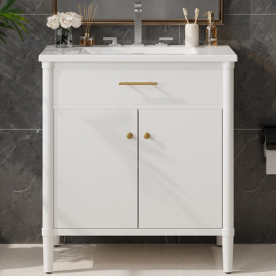 Meuble-lavabo moderne avec lavabo, portes à fermeture douce et tablette réglable