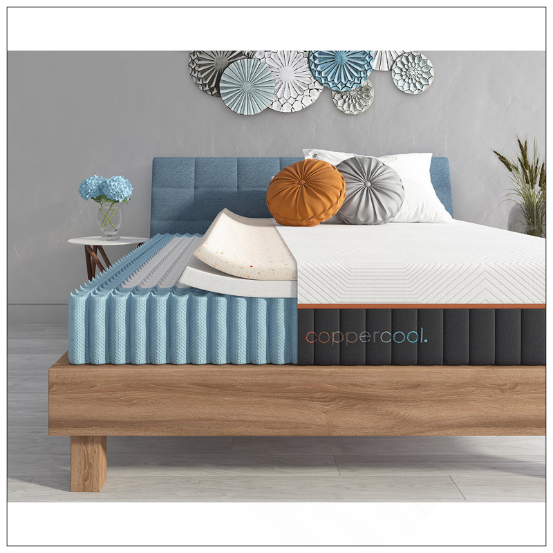 Matelas en mousse à mémoire de forme hybride 12 po Coppercool, Très grand lit