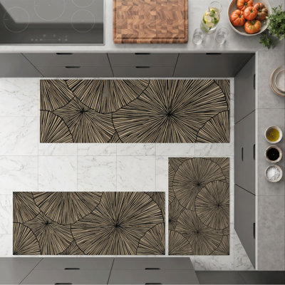 Geometric Leaf Non-Slip Washable Kitchen Mats