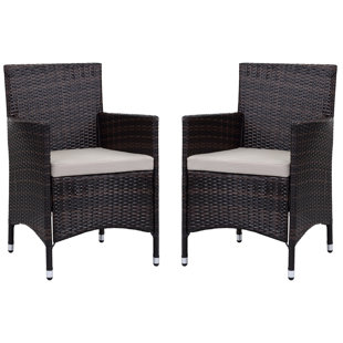 Astrid Premium All-Weather Wicker Outdoor Dining Side Chair with Cushion (Set of 2)
