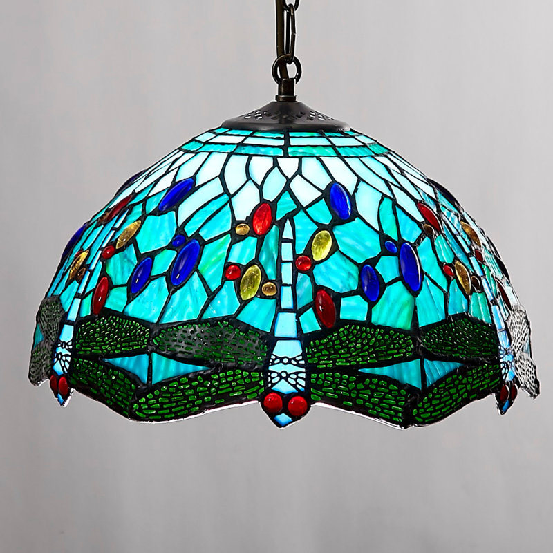 Kehoe Glass Bowl Lamp Shade ( Screw On ), 25cm H x 30cm W x 30cm D, Aqua Blue/Green