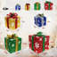 Ensemble de 4 boîtes-cadeaux de Noël avec 70 lumières DEL, boîte-cadeau avec cadre en fer coloré et pommes de pin