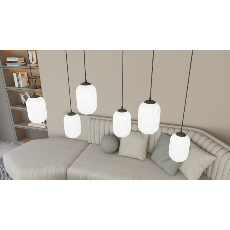 Sardin 3 - Light Matte Black Pendant, Matte Black/Opal