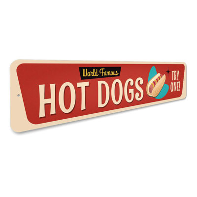 Enseigne en aluminium «World Famous Hotdogs»