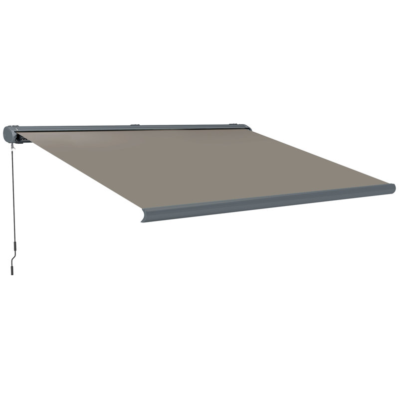 Outsunny 395cm W x 300cm D Polyester Cover Motorised Retractable Patio Awning