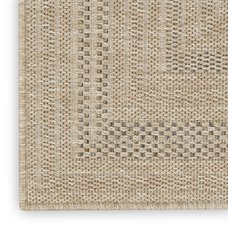 Cascio Geometric Indoor/Outdoor Area Rug, Rectangle 5'3" x 7', Taupe Gray