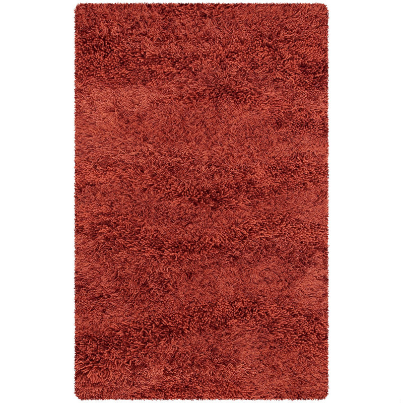 Karine Authentic Hand-Woven Handmade Light Orange & Ivory Classic Shag Wool & Cotton Area Rug, Round 7'9", Light Orange