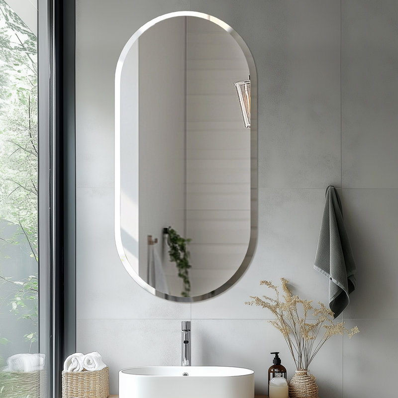 Rithi Long Oval Flat Wall Mirror, 120cm x 60cm