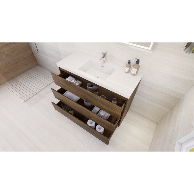 Ensemble de meuble-lavabo simple 48 po, Bois de rose
