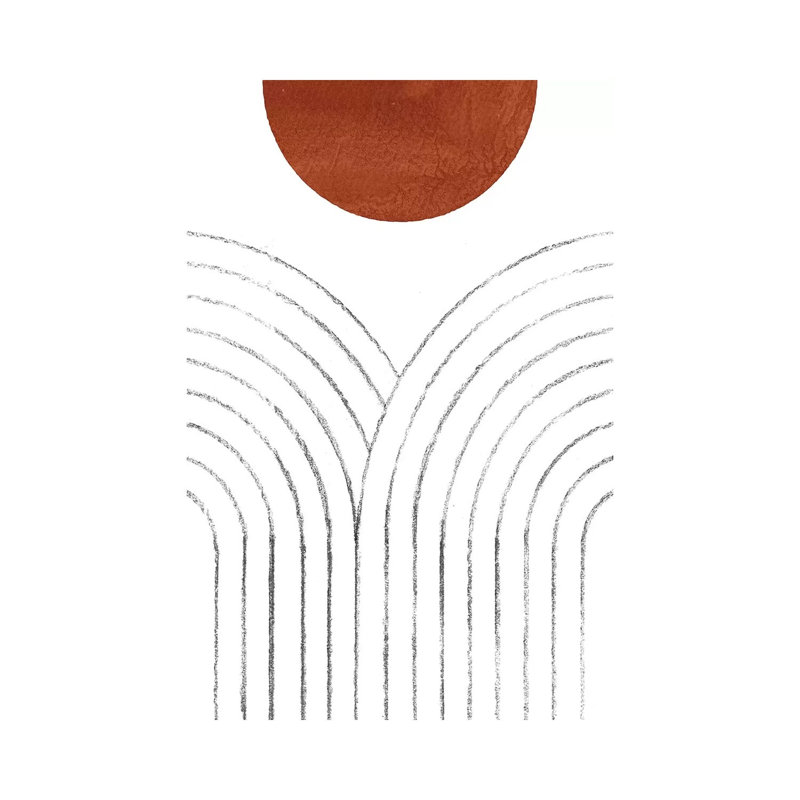 Line Art Arches And Terracotta Sun by Whales Way - Print on Canvas, 66.04cm H x 45.72cm W x 3.81cm D, Wrapped Canvas