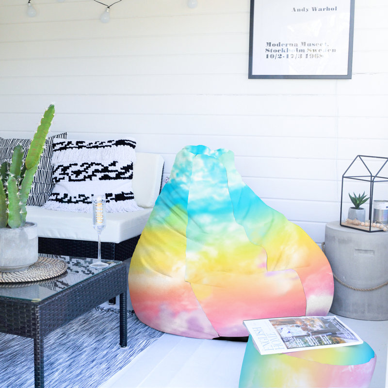 rucomfy Beanbags Tie-Dye Bean Bag Kids Printed Colourful Design Filled Childrens Chair. Durable Machine Washable Furniture. Pastel Colours, Indoor Filled