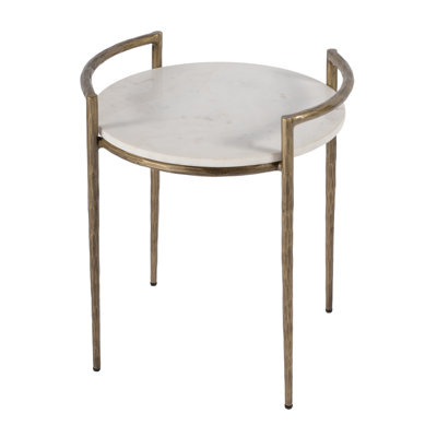 Table d'appoint ronde en marbre et fer Jahsi