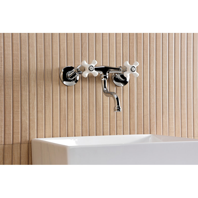 Kingston Brass Kingston Two-Handle 2-Hole Wall Mount Bathroom Faucet, Polished Chrome