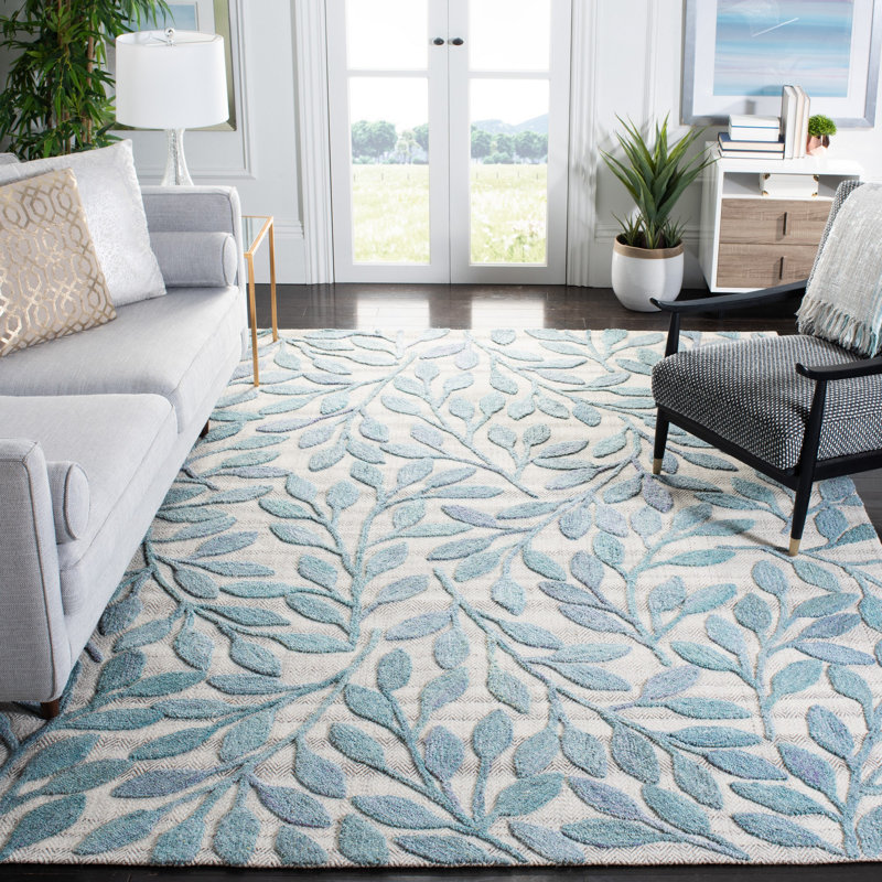 Tapis floral touffeté à la main Blakesburg, Rectangle 6 pi x 9 pi