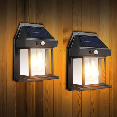 Solar Powered LED Wall Lantern Outdoor Built-in 1200mAh battery, IP44 Waterproof with Motion Sensor & 3 Modes