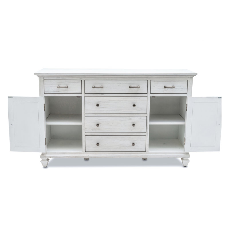 Surfside - 6 Drawer/2 Door Dresser - Weathered White Finish