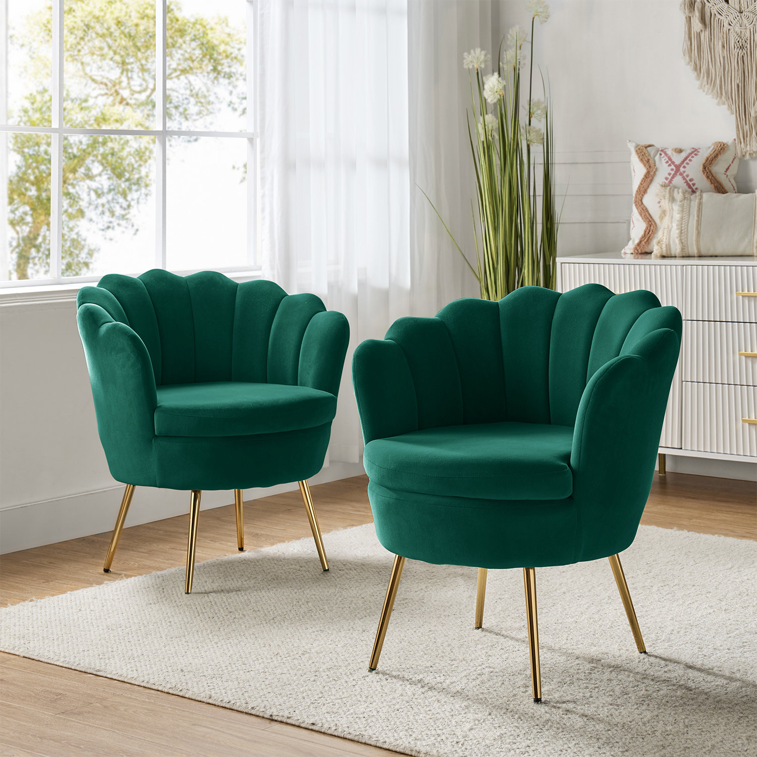 Green Velvet Upholstered Accent Swivel Chair Barrel Living Room