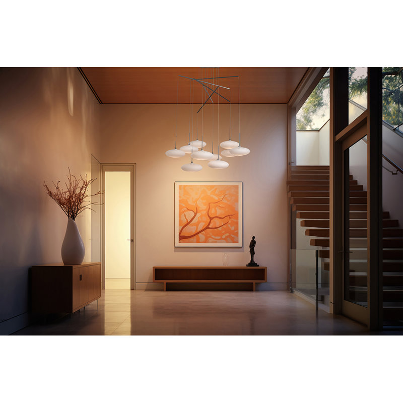 Clouds 10-Light Mobile Pendant - Sterling - Standard Overall Height, 142", Black